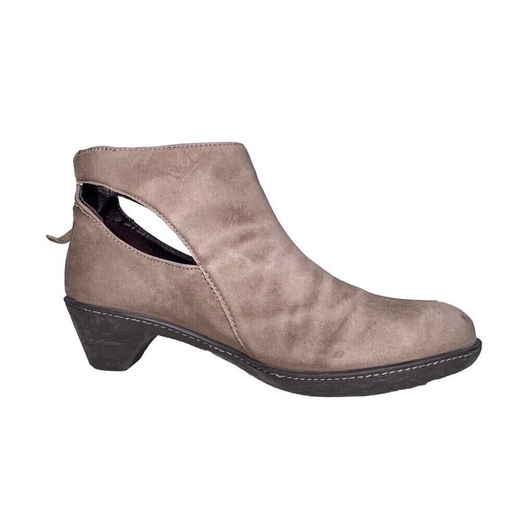 Dansko Boots Women 9.5-10 EU 40 Cut Out Ankle Bootie Back‎ Zip Suede Taupe - Picture 1 of 10
